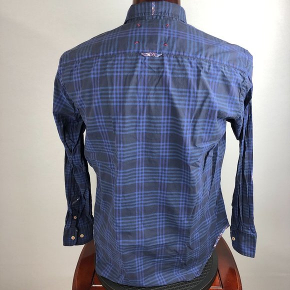Robert Graham Casual Dress Lrg Blue Black Plaid Button Shirt - Picture 4 of 5